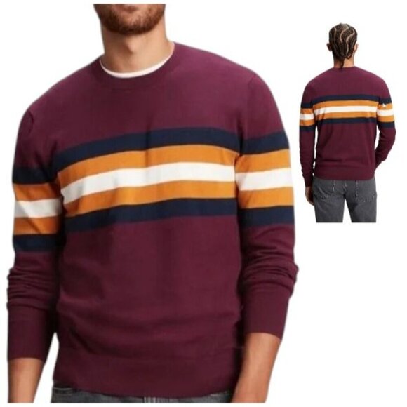 GAP Other - Gap Color Block Crewneck Sweater Cotton Plum Preppy Casual Academia Mens XXL NEW